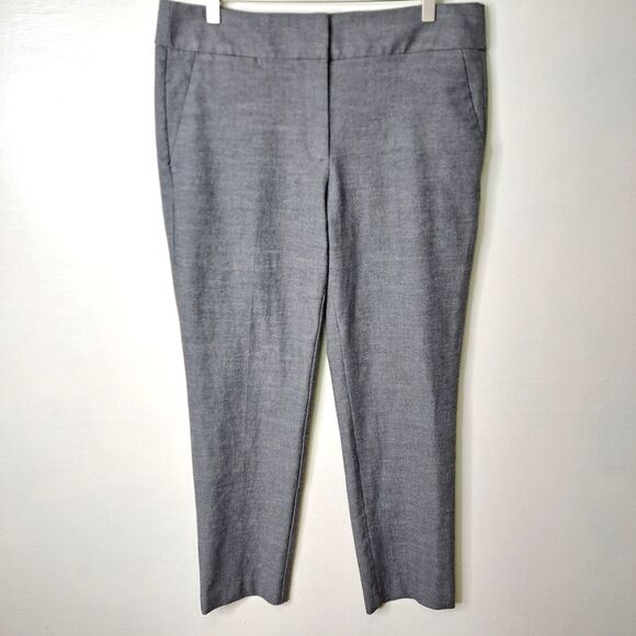 Ann Taylor Loft Marisa Pants Womens 12 Trouser Gray Flat Front Straight Leg - Picture 1 of 11